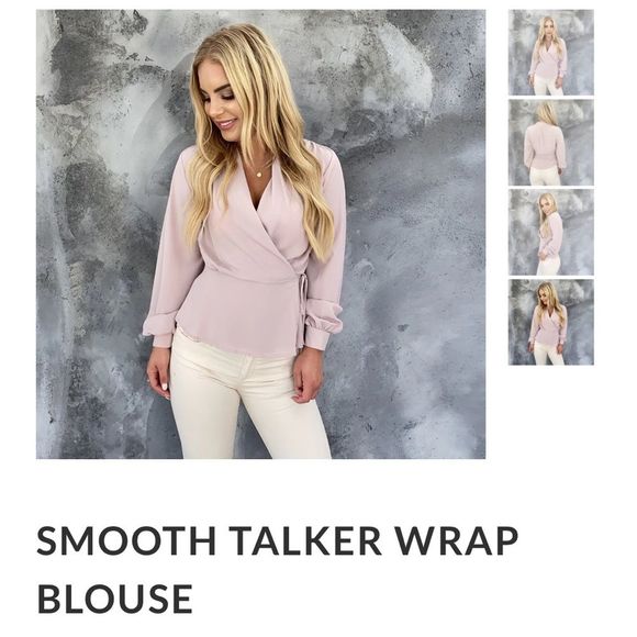 NWT Dainty Hooligan Smooth Talker Blush Wrap Blouse LARGE - Picture 10 of 11